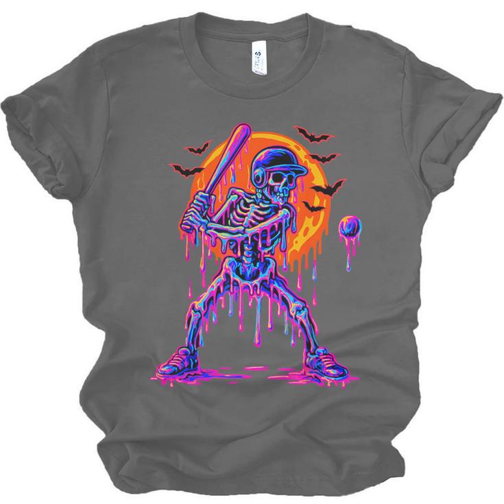 Drip Skeleton Batting Baseball Halloween Unisex Jersey T-Shirt