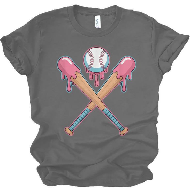 Dripping Pink Baseball Crossed Bats Summer Unisex Jersey T-Shirt