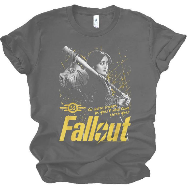 Fallout TV Series Lucy Do Unto Others Baseball Bat Gamer Unisex Jersey T-Shirt Fallout TV Series Lucy Do Unto Others Baseball Bat Gamer Unisex Jersey T-Shirt