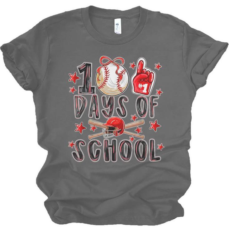 Happy 100 Days Of School Baseball Girls Coquette Bow Teacher Unisex Jersey T-Shirt Happy 100 Days Of School Baseball Girls Coquette Bow Teacher Unisex Jersey T-Shirt