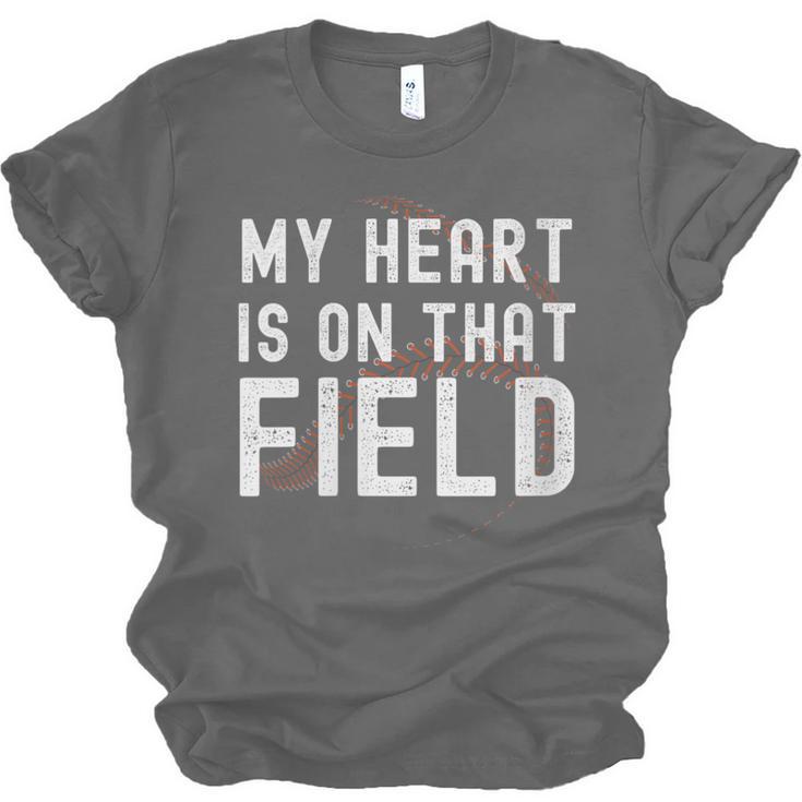 My Heart Is On That Field Baseball Softball Dad Father Unisex Jersey T-Shirt My Heart Is On That Field Baseball Softball Dad Father Unisex Jersey T-Shirt