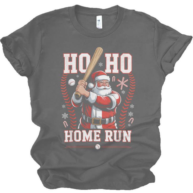 Ho Ho Home Run Baseball Christmas Holiday Sports Santa Unisex Jersey T-Shirt