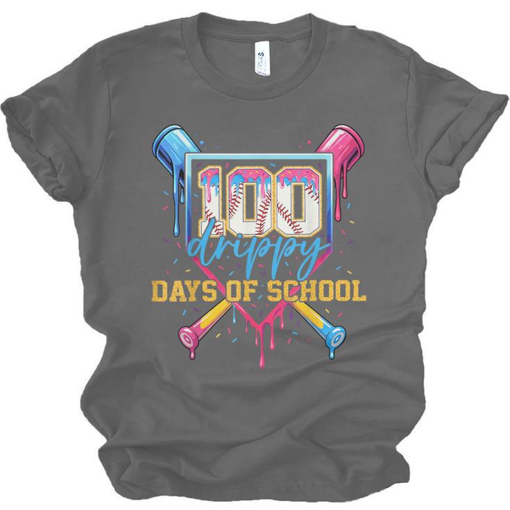 HUGvyn 100 Drippy Days Of School Baseball Ice Cream 100 Days Unisex Jersey T-Shirt