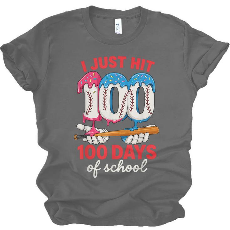 HUGvyn I Just Hit 100 Days Of School Baseball Ice Cream Boys Unisex Jersey T-Shirt HUGvyn I Just Hit 100 Days Of School Baseball Ice Cream Boys Unisex Jersey T-Shirt