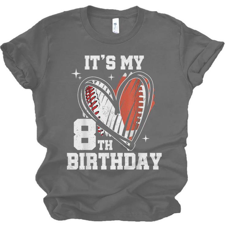It's My 8th Birthday Baseball Football Heart 8 Year Old Unisex Jersey T-Shirt It's My 8th Birthday Baseball Football Heart 8 Year Old Unisex Jersey T-Shirt