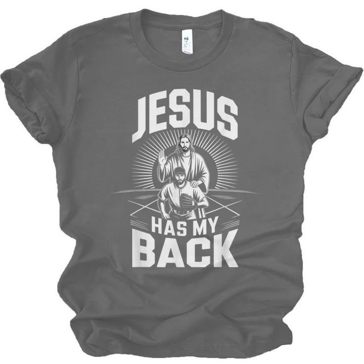 Jesus Has My Back Baseball Faith Motivation Tee Christian Unisex Jersey T-Shirt