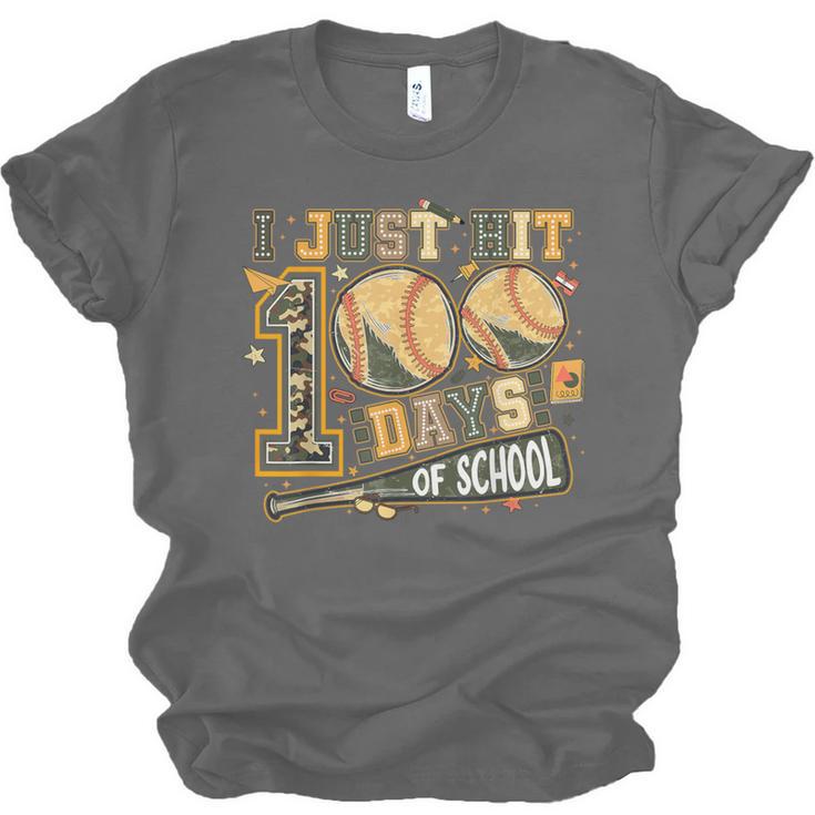 I Just Hit 100 Days Of School Camo Baseball Boy Kids Teacher Unisex Jersey T-Shirt