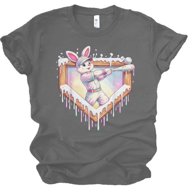 Kids Happy Easter Bunny Playing Baseball Boy Ice Cream Drip Unisex Jersey T-Shirt