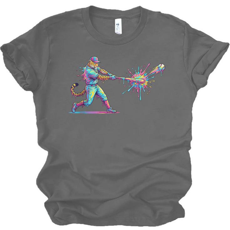 Leopard Baseball Player Ice Cream Drip For Boys Kids Unisex Jersey T-Shirt