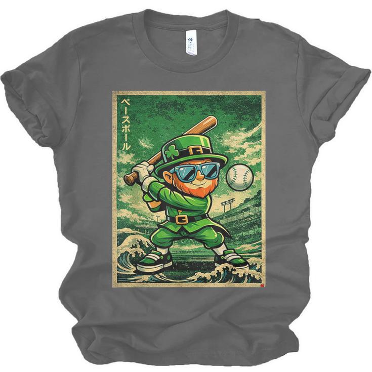 Leprechaun Playing Baseball Japanese Art St Patricks Day Unisex Jersey T-Shirt Leprechaun Playing Baseball Japanese Art St Patricks Day Unisex Jersey T-Shirt