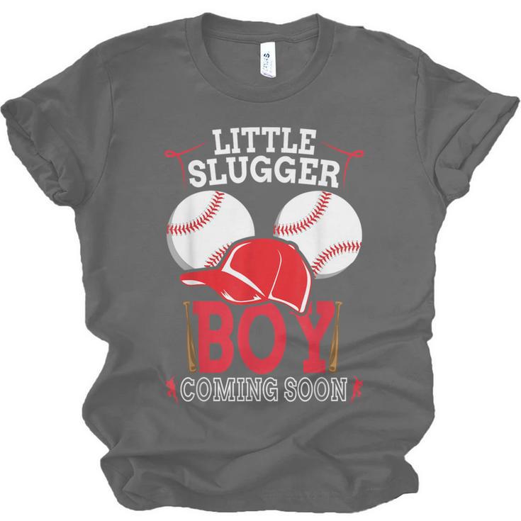 Little Slugger Boy Coming Soon Baby Announcement Baseball Unisex Jersey T-Shirt Little Slugger Boy Coming Soon Baby Announcement Baseball Unisex Jersey T-Shirt