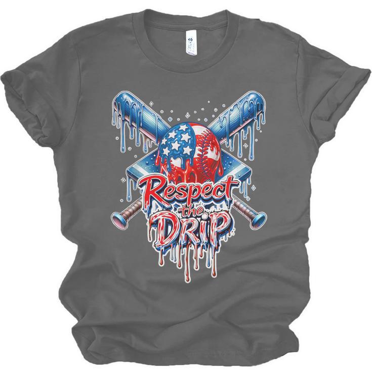 Respect The Drip Baseball American Flag Ice Cream Drip Youth Unisex Jersey T-Shirt Respect The Drip Baseball American Flag Ice Cream Drip Youth Unisex Jersey T-Shirt