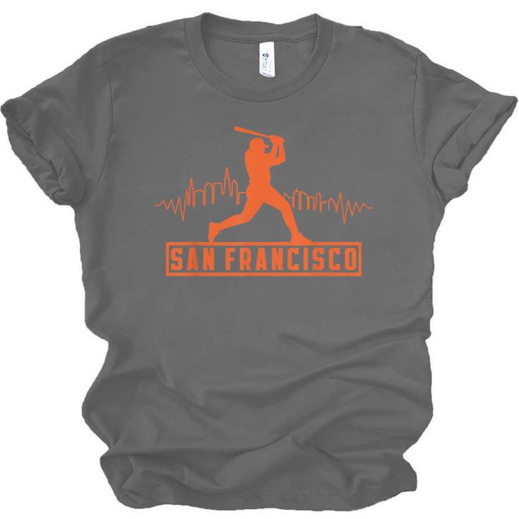 San Francisco Lovers Skyline Retro Baseball Heartbeat Men Unisex Jersey T-Shirt San Francisco Lovers Skyline Retro Baseball Heartbeat Men Unisex Jersey T-Shirt
