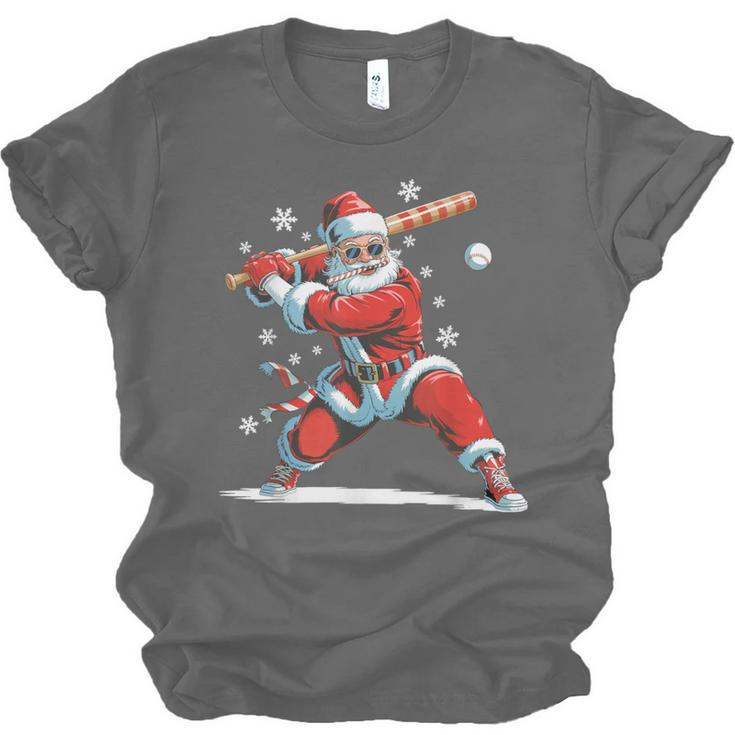 Santa Playing Baseball Christmas Candy Cane Fun Xmas Holiday Unisex Jersey T-Shirt Santa Playing Baseball Christmas Candy Cane Fun Xmas Holiday Unisex Jersey T-Shirt