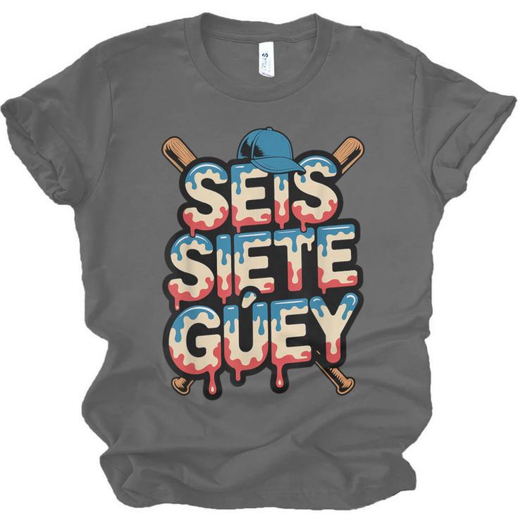 SEIS Siete Guey Baseball Drip Mexico Spanish 67 Slang Boys Unisex Jersey T-Shirt
