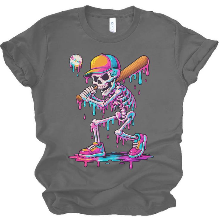 Skelton Playing Baseball Halloween Baseball Drip Boys Kids Unisex Jersey T-Shirt