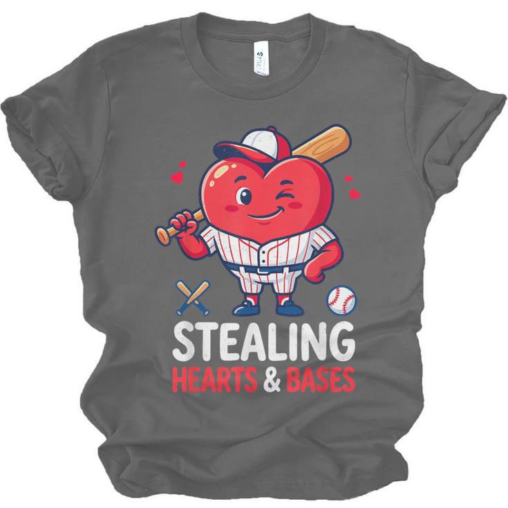 Stealing Hearts And Bases Baseball Player Valentine's Day Unisex Jersey T-Shirt