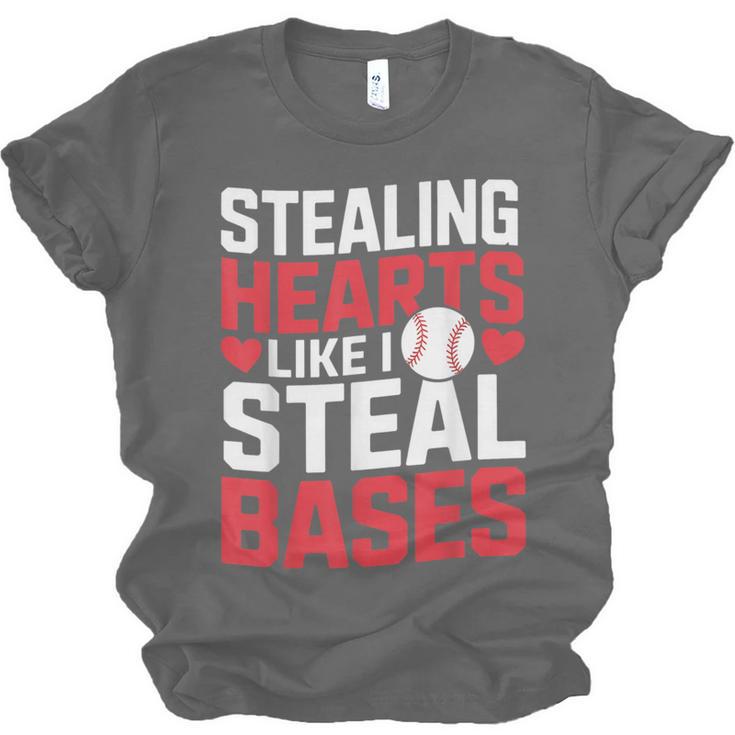 Stealing Hearts Like I Steal Bases Cute Baseball Kids Unisex Jersey T-Shirt