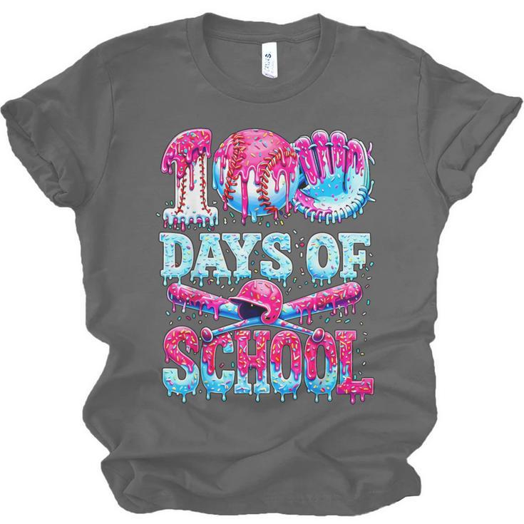 Survived 100 Days Of School Baseball Ice Cream Drip Boy Kids Unisex Jersey T-Shirt