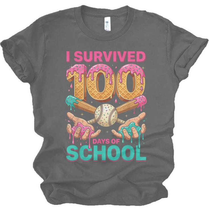 I Survived 100 Days Of School Baseball Ice Cream Drip Unisex Jersey T-Shirt I Survived 100 Days Of School Baseball Ice Cream Drip Unisex Jersey T-Shirt