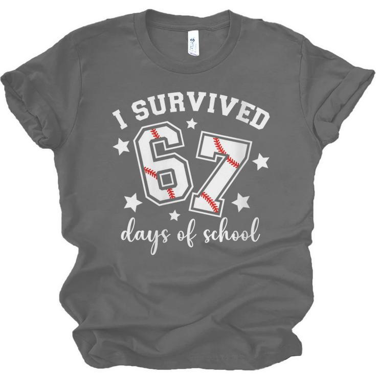 I Survived 67 Days Of School Baseball Six Seven Teacher Unisex Jersey T-Shirt I Survived 67 Days Of School Baseball Six Seven Teacher Unisex Jersey T-Shirt