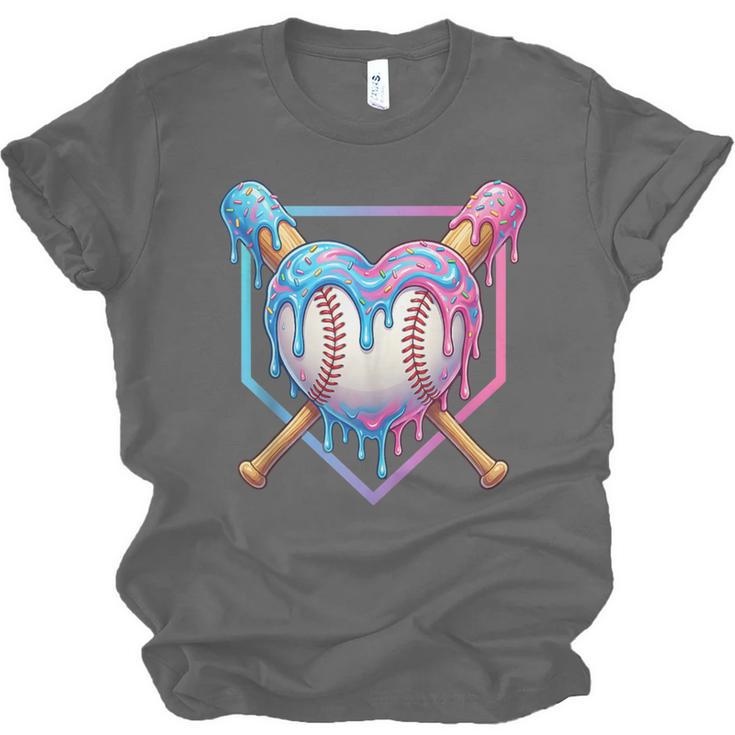 Valentines Baseball Heart Dripping Ice Cream Gen Z Alpha Unisex Jersey T-Shirt