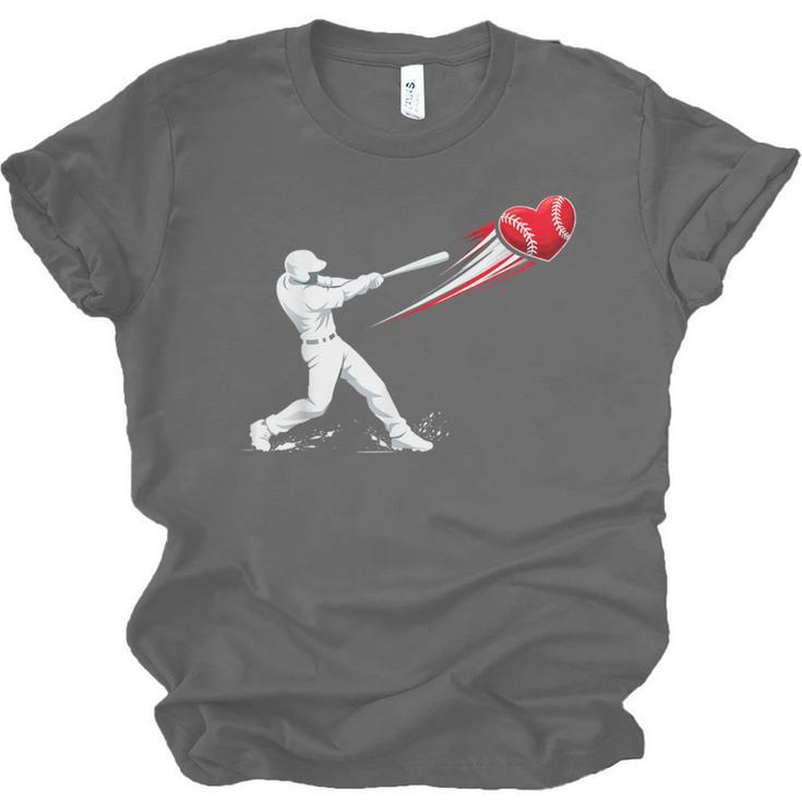 Valentines Day Baseball Batter Silhouette Heart Unisex Jersey T-Shirt