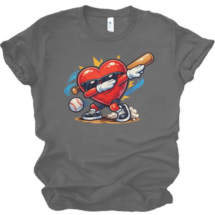 Valentines Day Baseball Dabbing Red Heart Love Boys Unisex Jersey T-Shirt