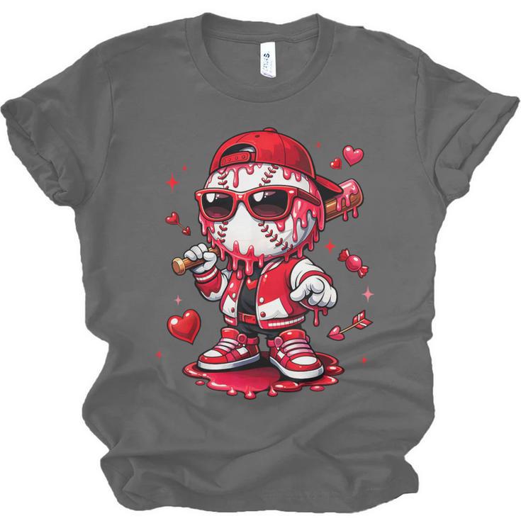Valentines Day Baseball Drip Ice Cream For Boys Kids Teens Unisex Jersey T-Shirt