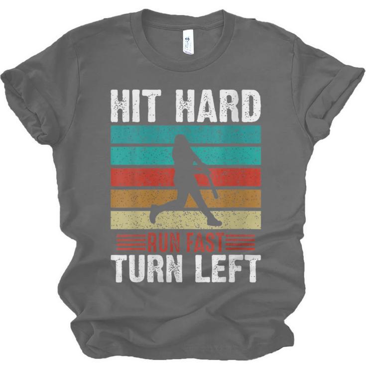 Women's Retro Hit Hard Run Fast Turn Left Baseball Lover Unisex Jersey T-Shirt Women's Retro Hit Hard Run Fast Turn Left Baseball Lover Unisex Jersey T-Shirt