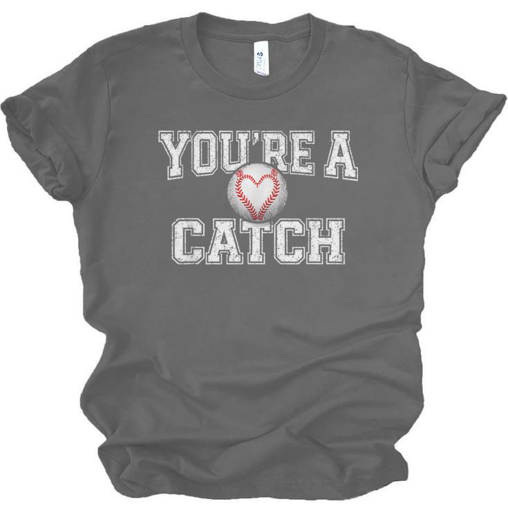 You'Re A Catch Baseball Pun Heart Kids Boys Valentines Unisex Jersey T-Shirt