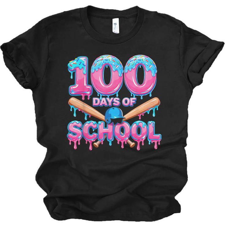 100 Days Of School Baseball Dripping Ice Cream 100th Day Unisex Jersey T-Shirt