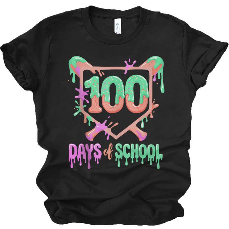 100 Days Of School Baseball Ice Cream Drip 100th Day Player Unisex Jersey T-Shirt