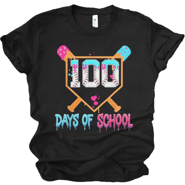 100 Days Of School Baseball Ice Cream Drip 100th Day School Unisex Jersey T-Shirt