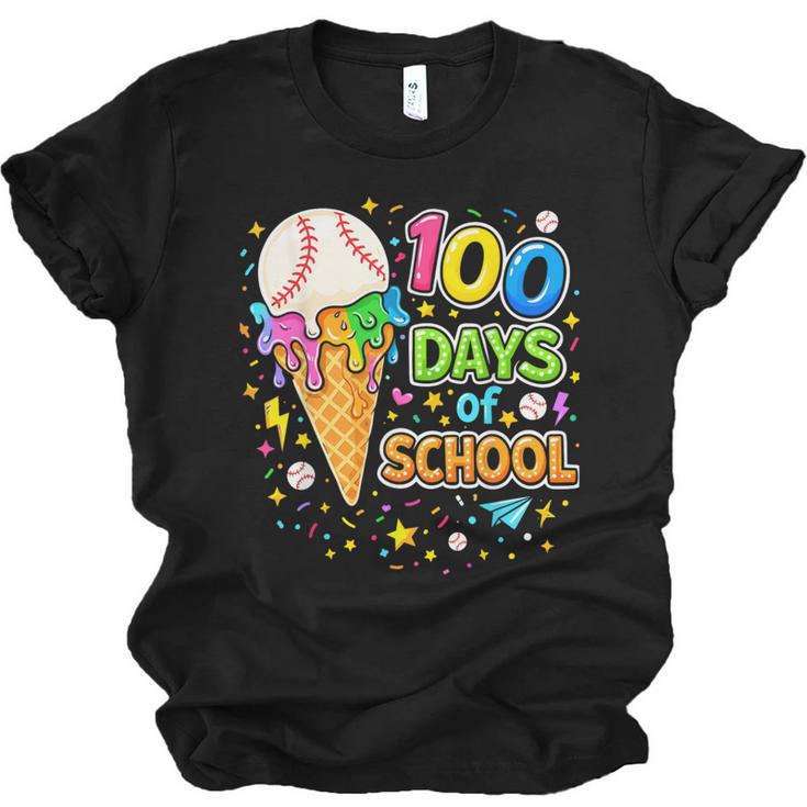 100 Days Of School Baseball Ice Cream Drip Boys Kids Player Unisex Jersey T-Shirt