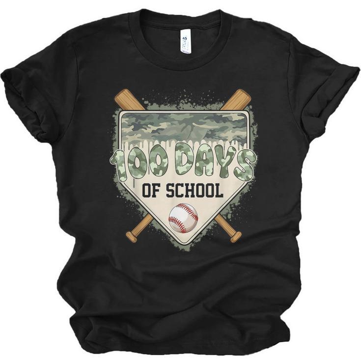 100 Days Of School Home Plate Camo Baseball Dripping Boys Unisex Jersey T-Shirt