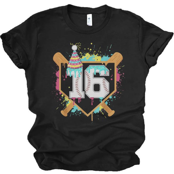 16th Birthday Baseball Drip Number 16 Year Old Birthday Boy Unisex Jersey T-Shirt
