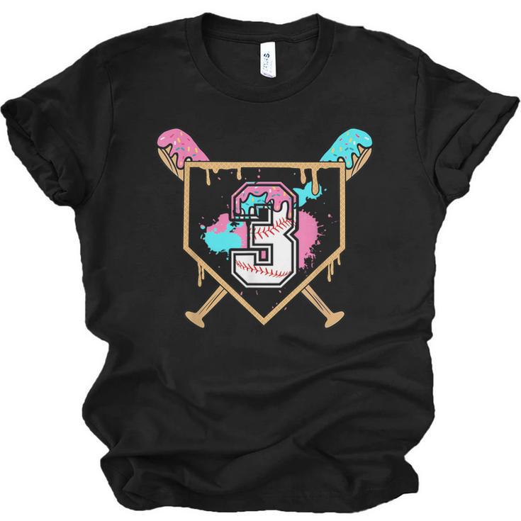 3rd Third Birthday Baseball Bat Ice-Cream Drip 3yrs Old Boys Unisex Jersey T-Shirt