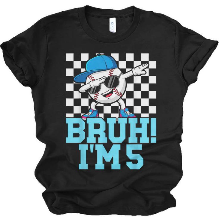 5th Birthday Dabbing Baseball Boys Bruh I'm 5 Year Old Unisex Jersey T-Shirt
