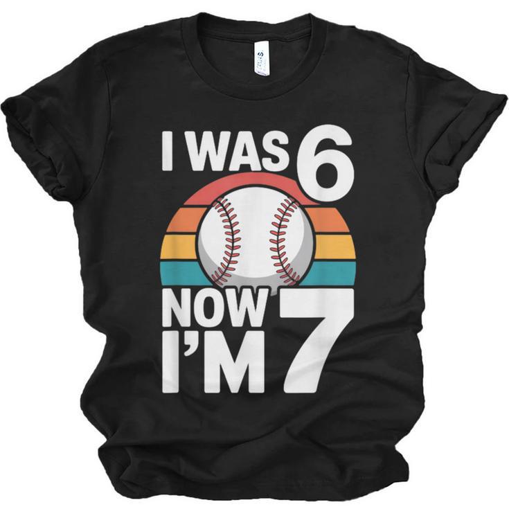 I Was 6 Now Im 7 Baseball Birthday Age 7 Unisex Jersey T-Shirt