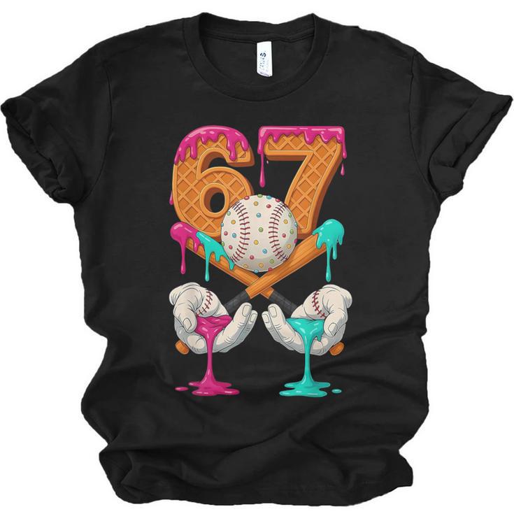 6 7 Ice Cream Drip Baseball Number 67 Player Boy Girl Kids Unisex Jersey T-Shirt