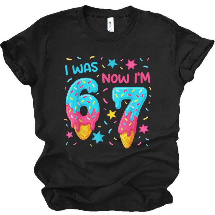 I Was 6 Now I'm 7 67 Birthday Baseball Drip 7 Year Old Unisex Jersey T-Shirt