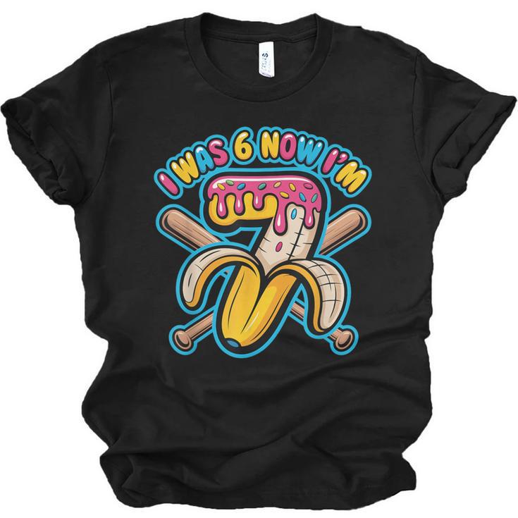 I Was 6 Now I’m 7 Banana Drip Birthday Baseball Unisex Jersey T-Shirt