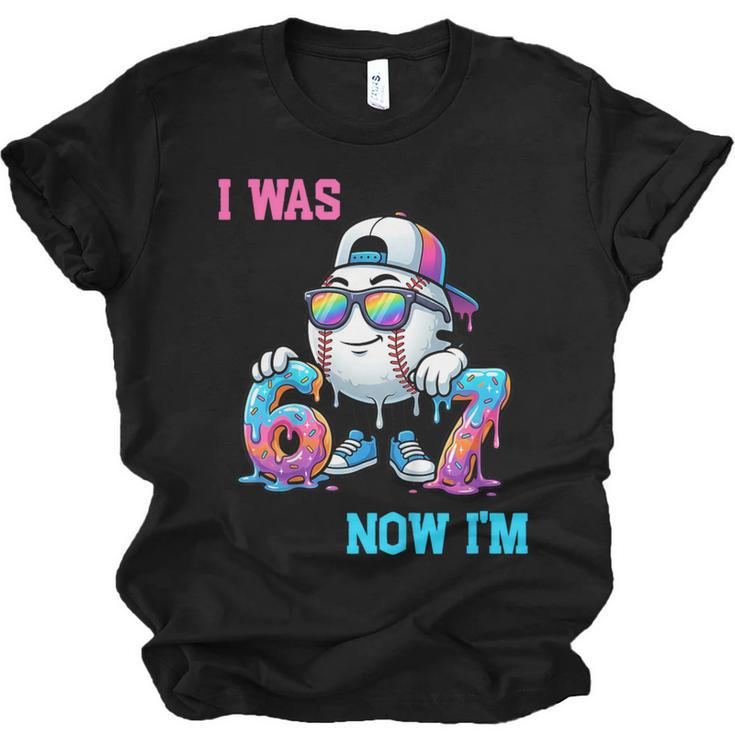 I Was 6 Now I'm 7 Baseball Birthday Drip Ice Cream Boy Unisex Jersey T-Shirt
