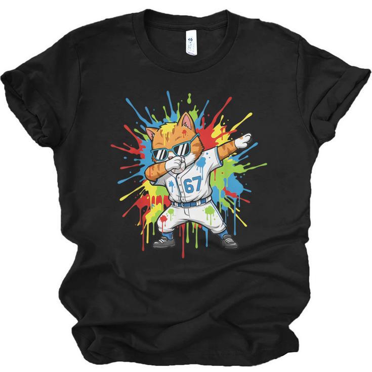 67 Baseball Dabbing Cat 6 7 Dripping Ice Cream Meme Unisex Jersey T-Shirt