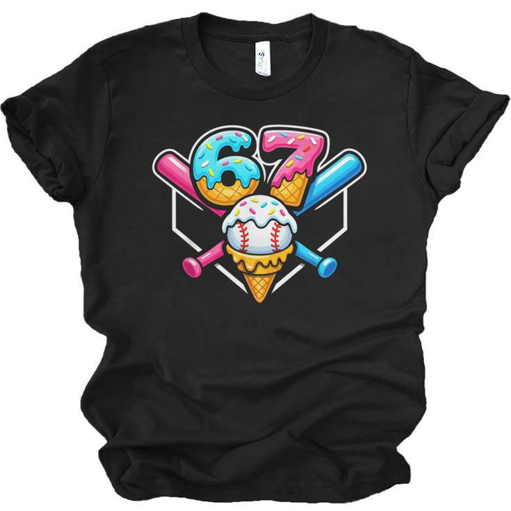67 Ice Cream Drip Baseball Meme Six Seven Gen Alpha Slang Unisex Jersey T-Shirt