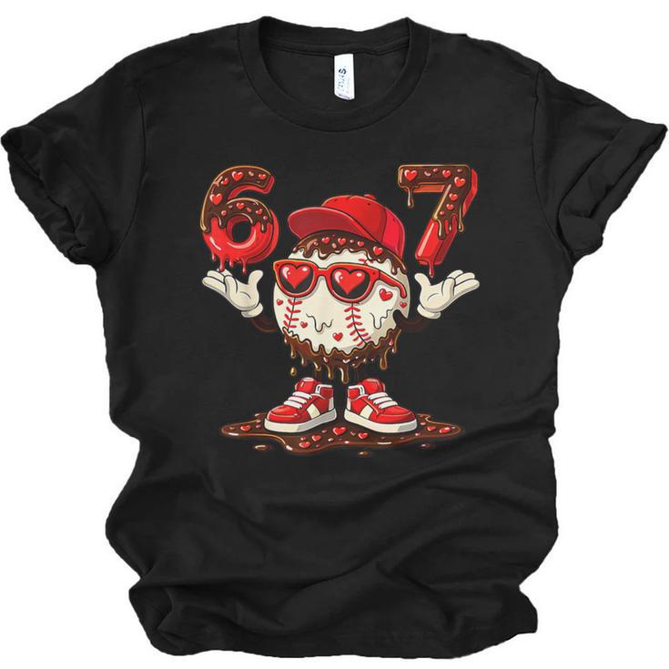 67 Valentine Day Baseball Chocolate Ice Cream Drip Unisex Jersey T-Shirt