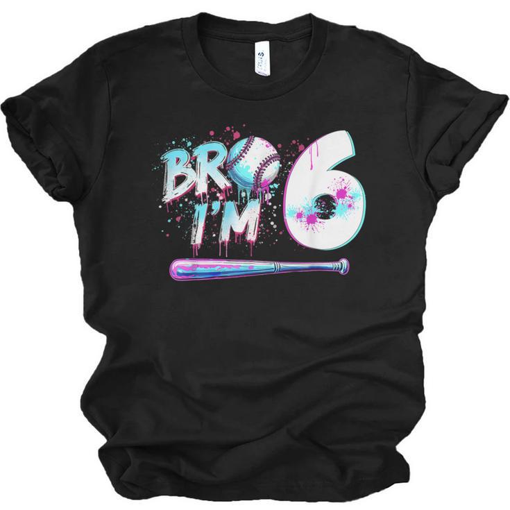 6th Birthday Boy Bro I'm 6 Year Old Baseball Ice Cream Drip Unisex Jersey T-Shirt