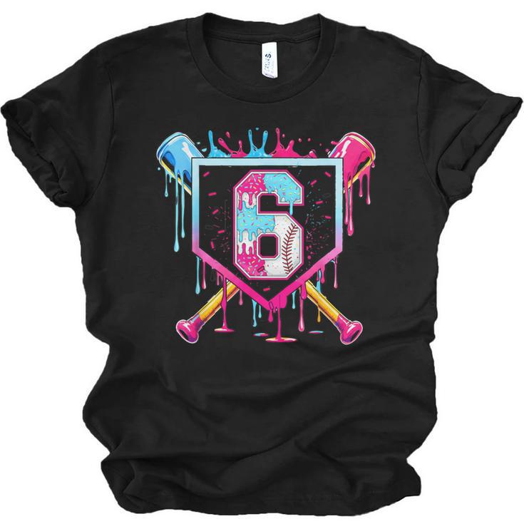 6th Birthday Boys Baseball Ice Cream Drip Boys Baseball Unisex Jersey T-Shirt