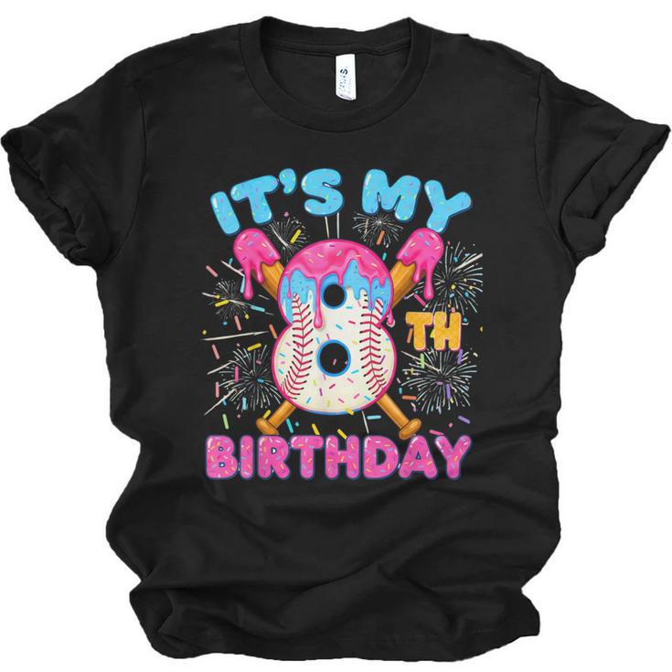 8th Birthday Baseball 8 Year Old Ice Cream Drip Boy Baseball Unisex Jersey T-Shirt